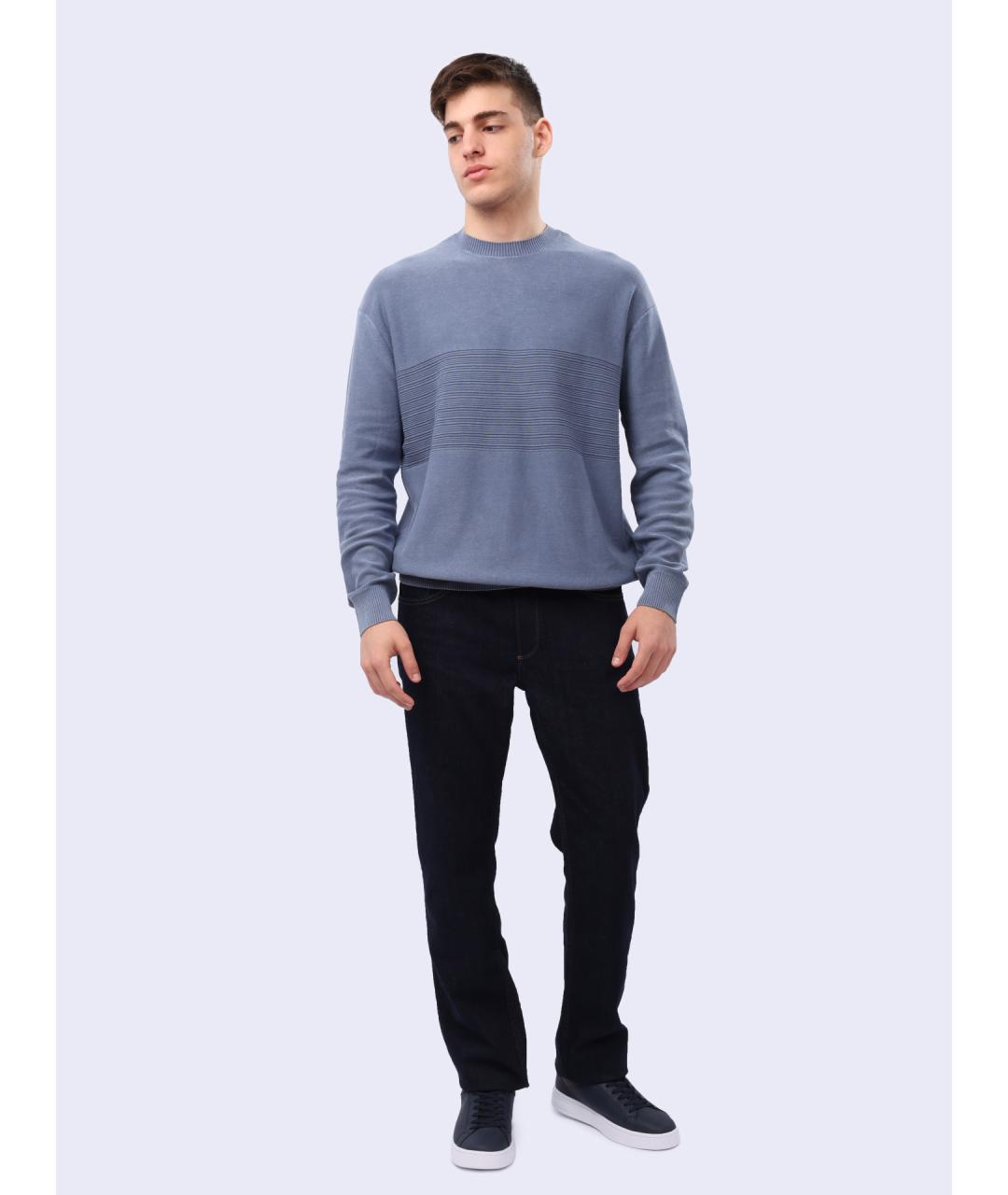 ARMANI EXCHANGE Голубой хлопковый джемпер / свитер, фото 2