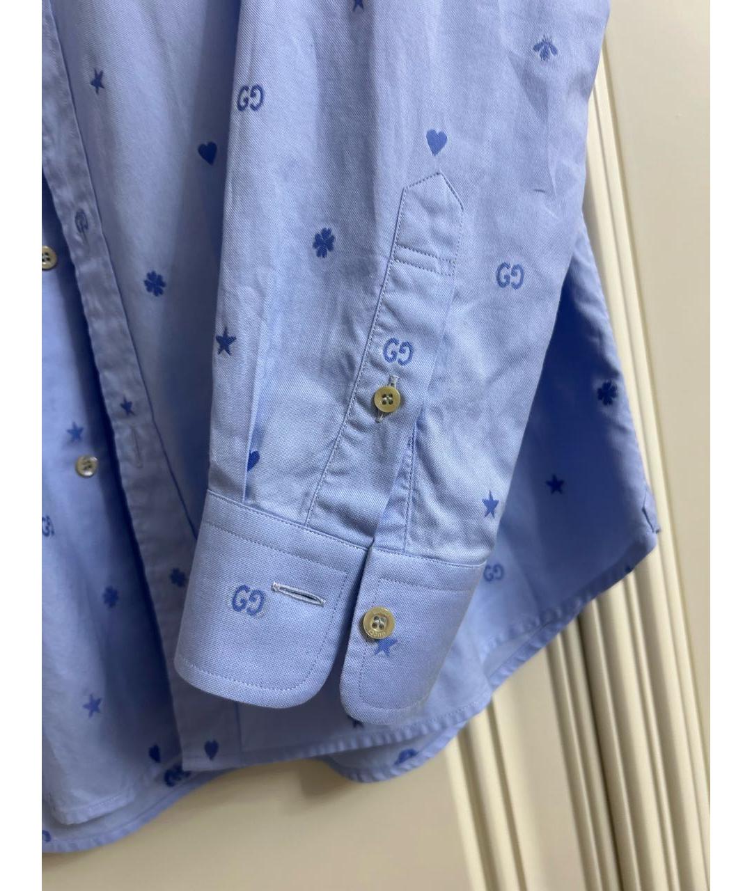 GUCCI Голубая хлопковая классическая рубашка, фото 4