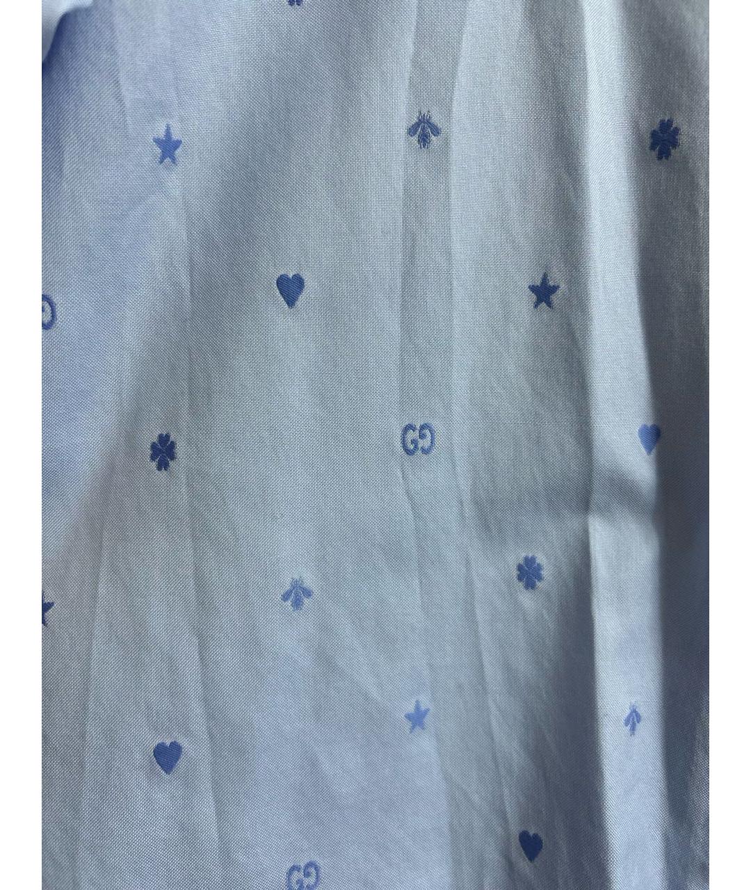 GUCCI Голубая хлопковая классическая рубашка, фото 5