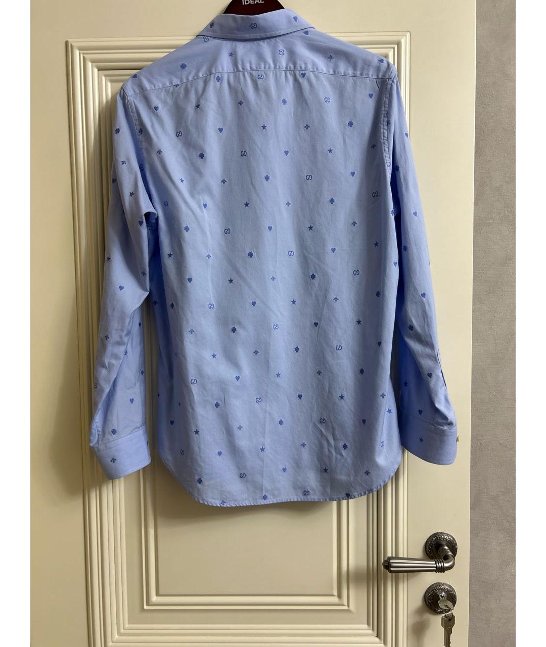 GUCCI Голубая хлопковая классическая рубашка, фото 2