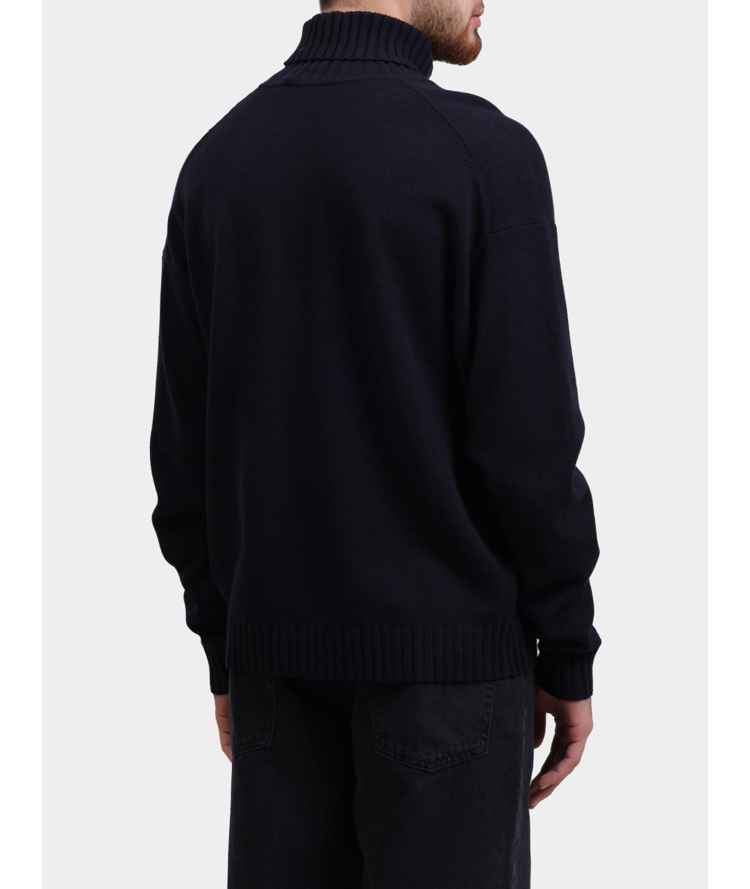 HUGO Темно-синяя шерстяная водолазка, фото 4