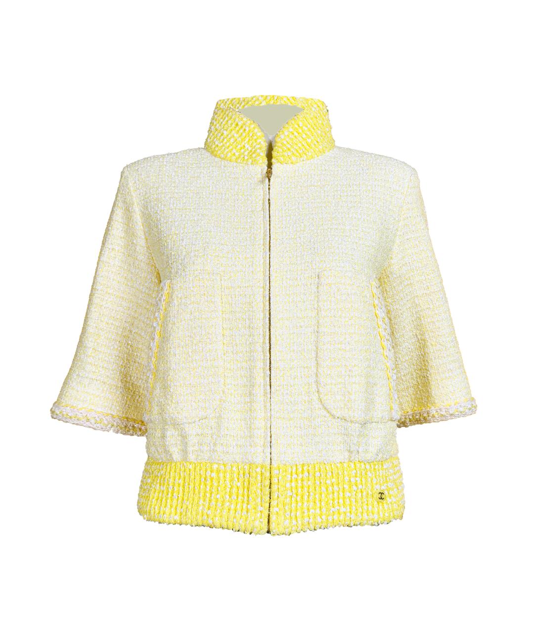 CHANEL Желтый твидовый жакет/пиджак, фото 1