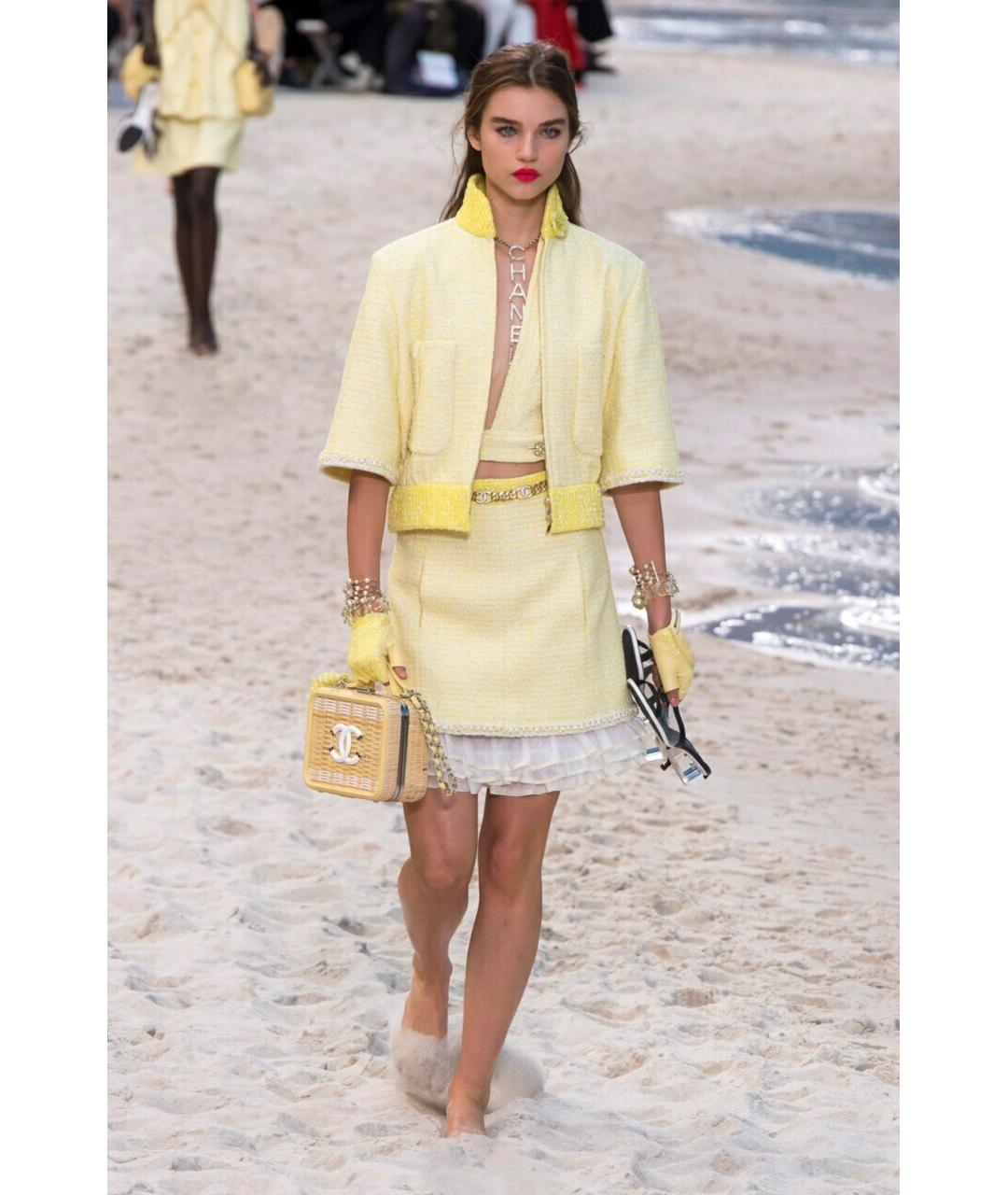 CHANEL Желтый твидовый жакет/пиджак, фото 2
