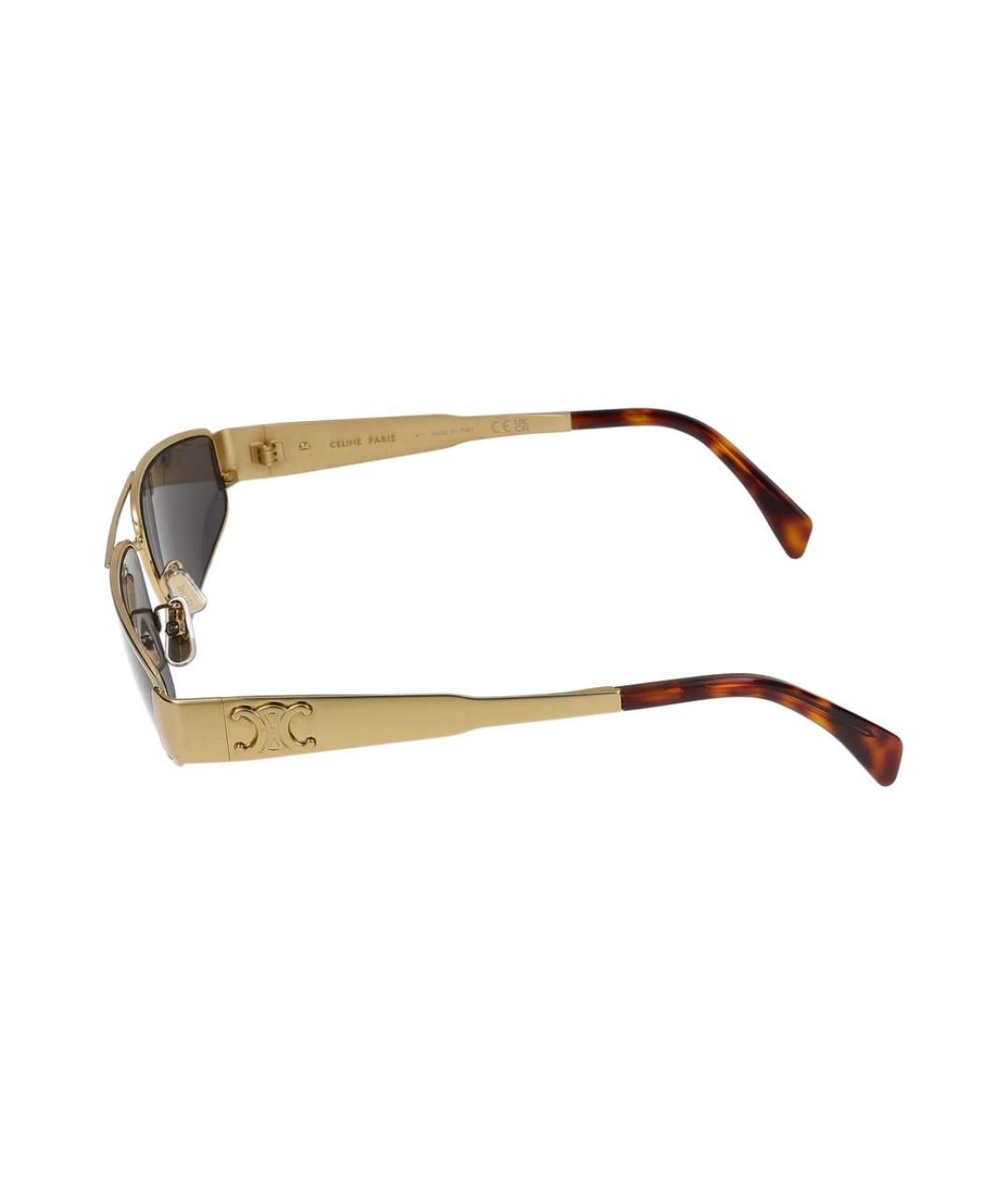 CELINE Золотые металлические солнцезащитные очки, фото 2
