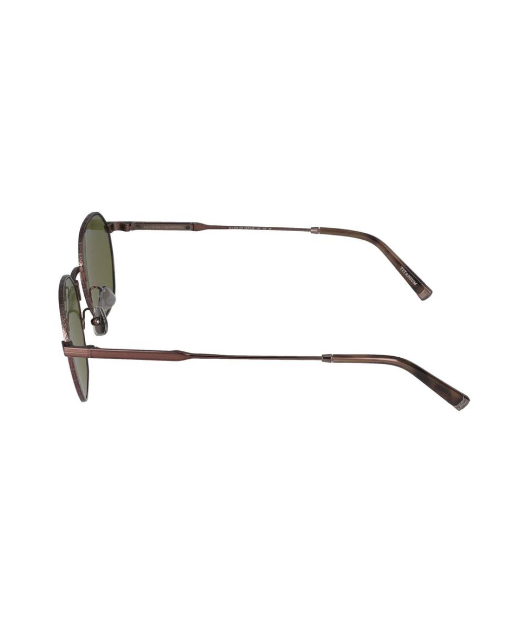 BRUNELLO CUCINELLI Коричневые металлические солнцезащитные очки, фото 3