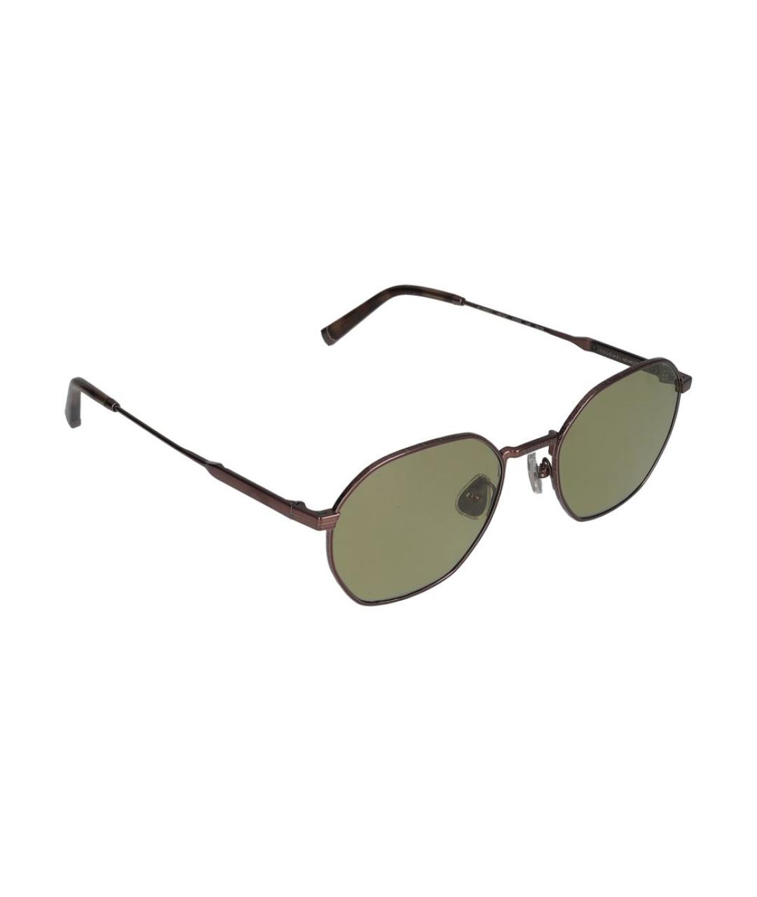 BRUNELLO CUCINELLI Коричневые металлические солнцезащитные очки, фото 4