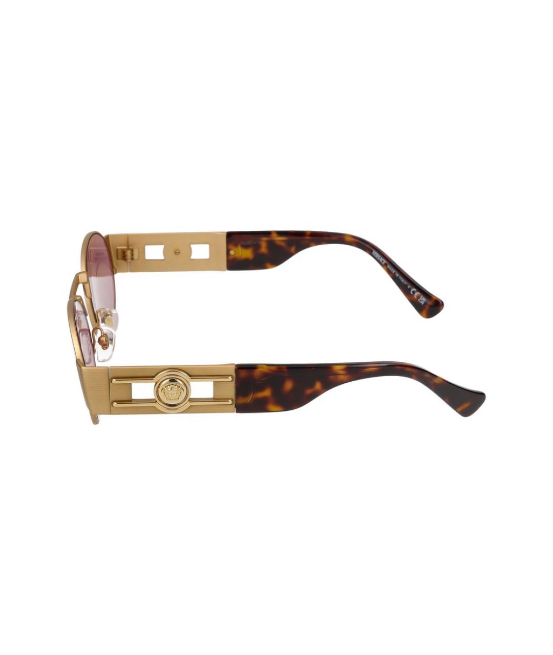VERSACE Золотые металлические солнцезащитные очки, фото 3