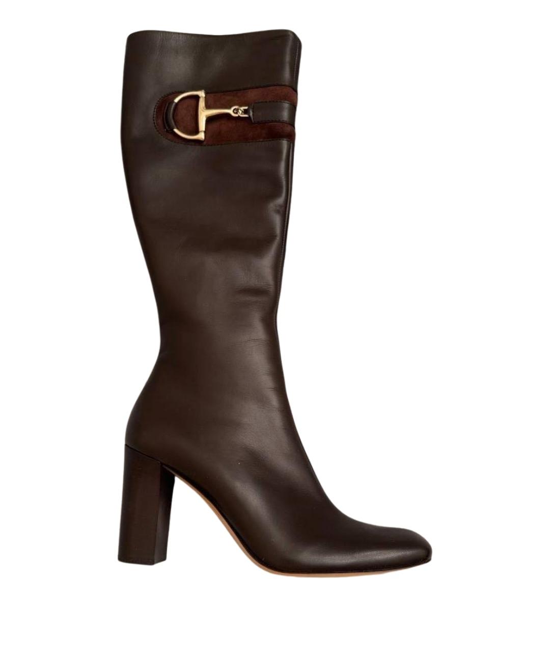 GUCCI Коричневые кожаные сапоги, фото 1