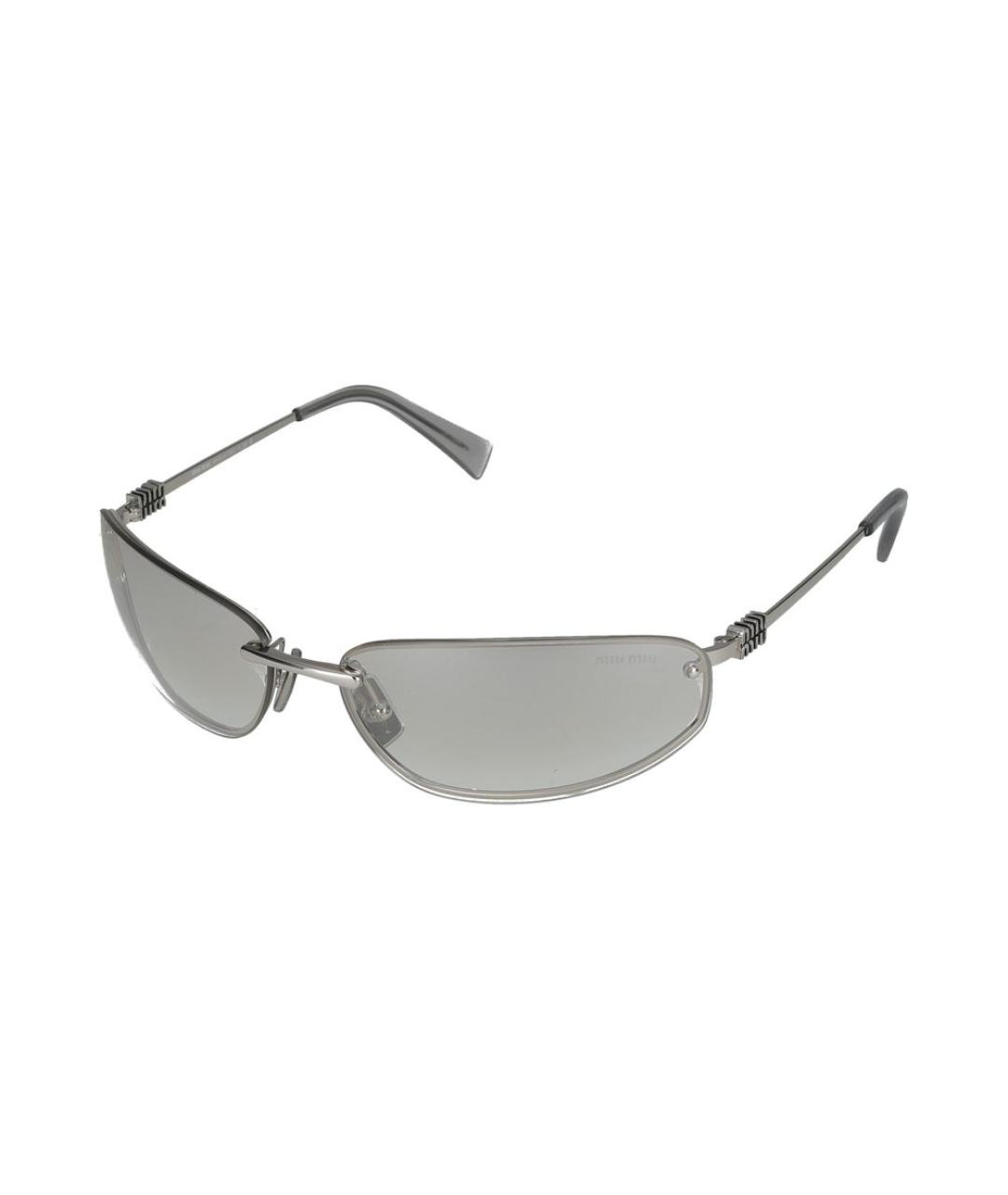 MIU MIU Серебряные металлические солнцезащитные очки, фото 4