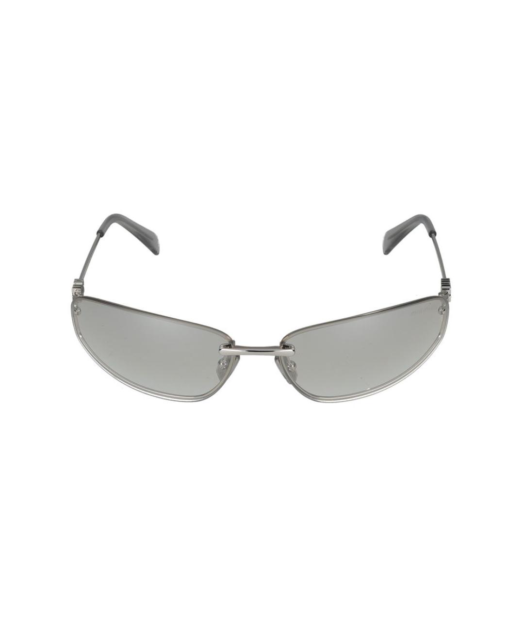 MIU MIU Серебряные металлические солнцезащитные очки, фото 2