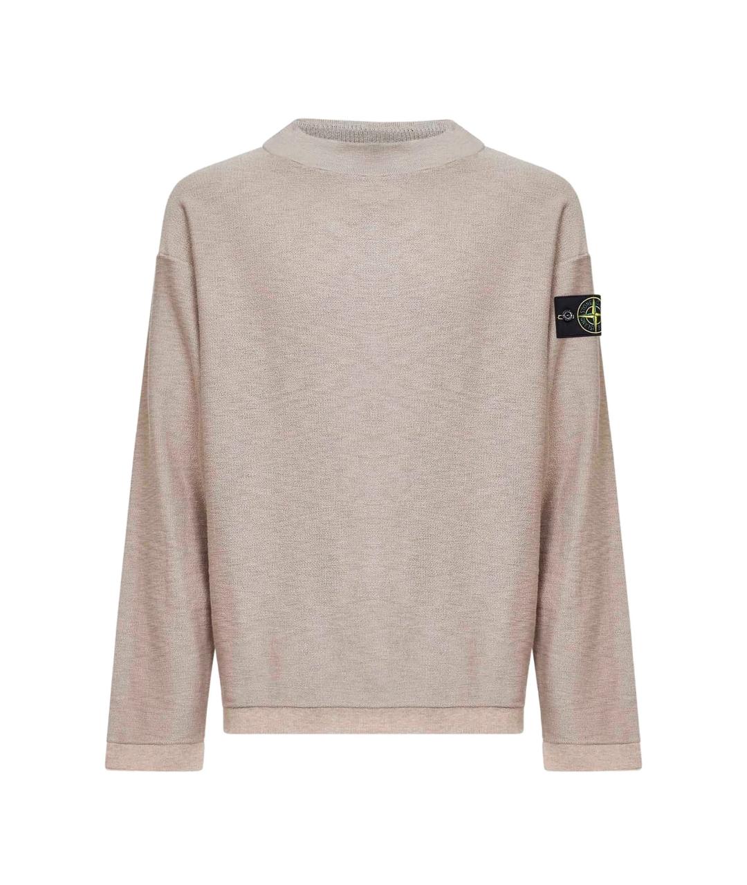 STONE ISLAND Бежевый хлопковый джемпер / свитер, фото 1