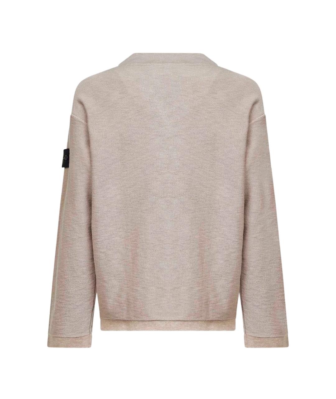 STONE ISLAND Бежевый хлопковый джемпер / свитер, фото 2