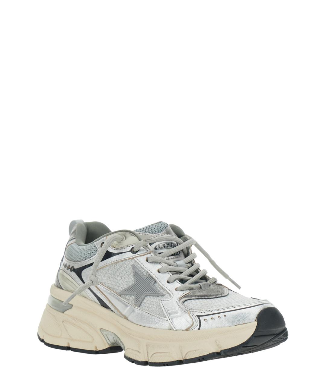 GOLDEN GOOSE DELUXE BRAND Серебряные кожаные кроссовки, фото 2