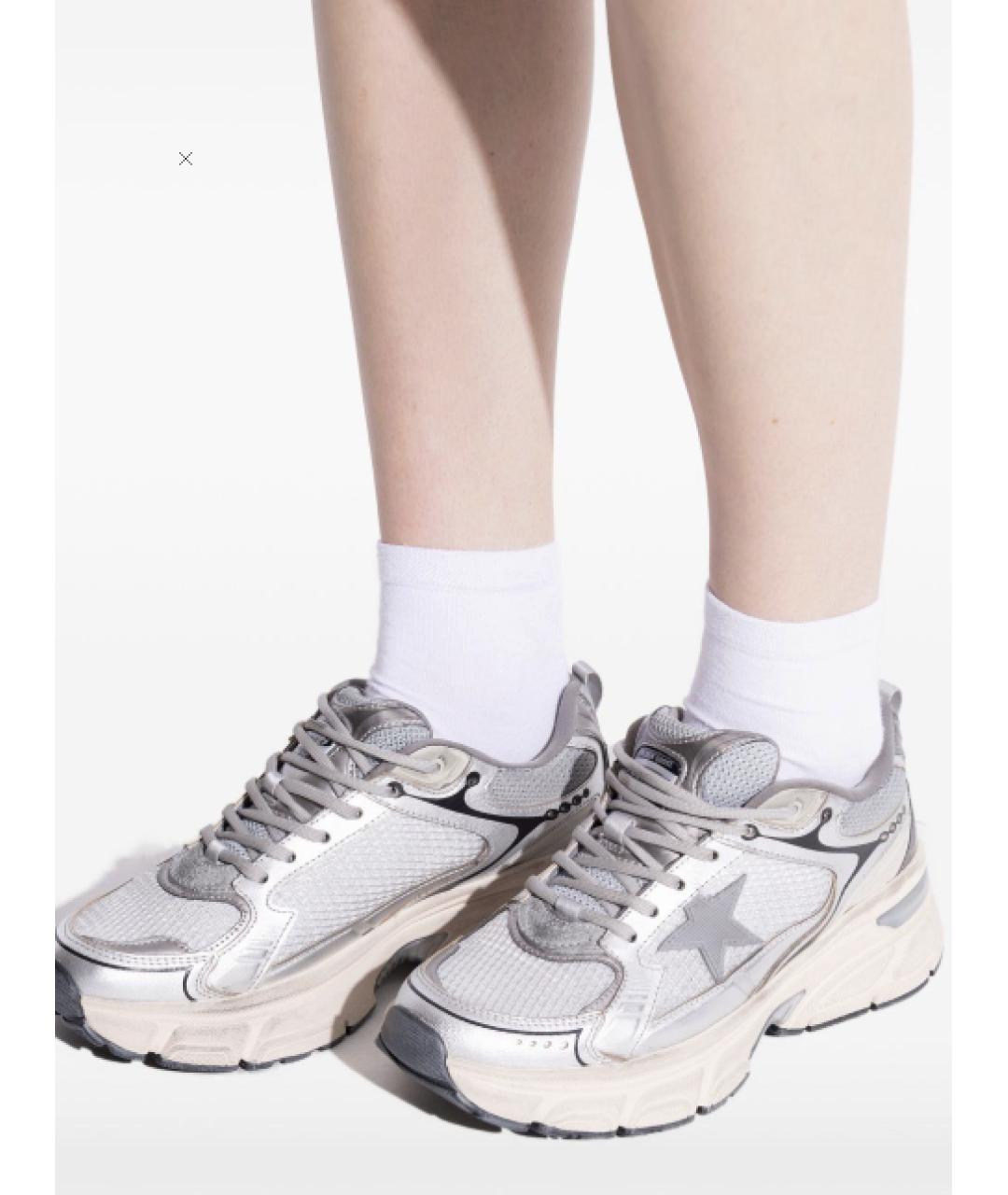 GOLDEN GOOSE DELUXE BRAND Серебряные кожаные кроссовки, фото 5