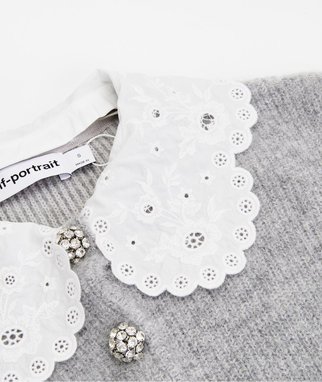 SELF-PORTRAIT Серый полиэстеровый кардиган, фото 6