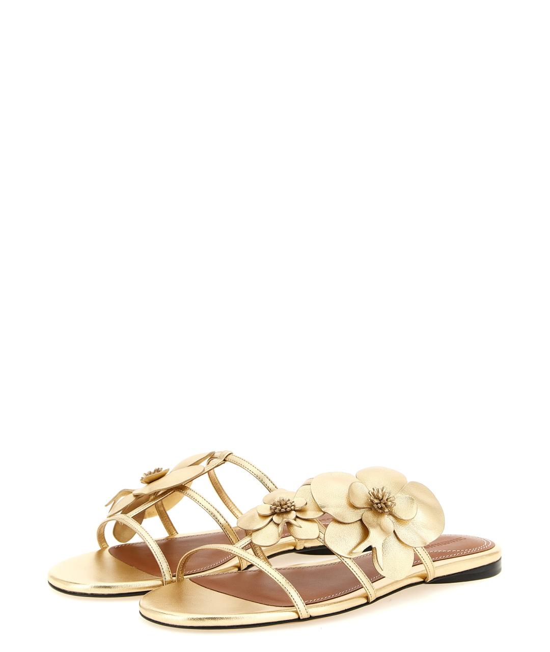 ZIMMERMANN Золотые кожаные шлепанцы, фото 2
