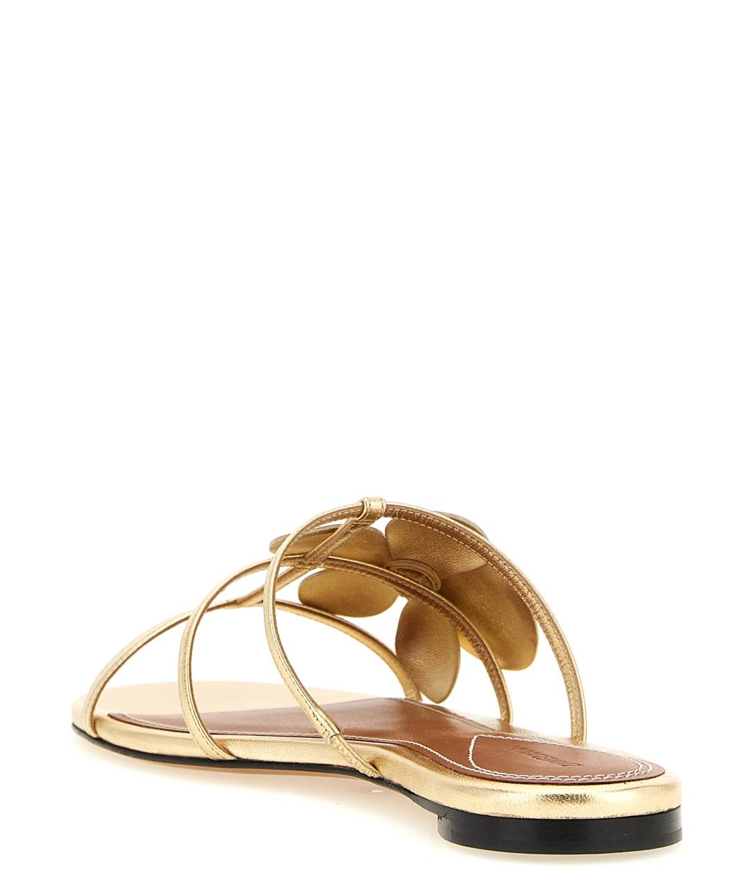 ZIMMERMANN Золотые кожаные шлепанцы, фото 4