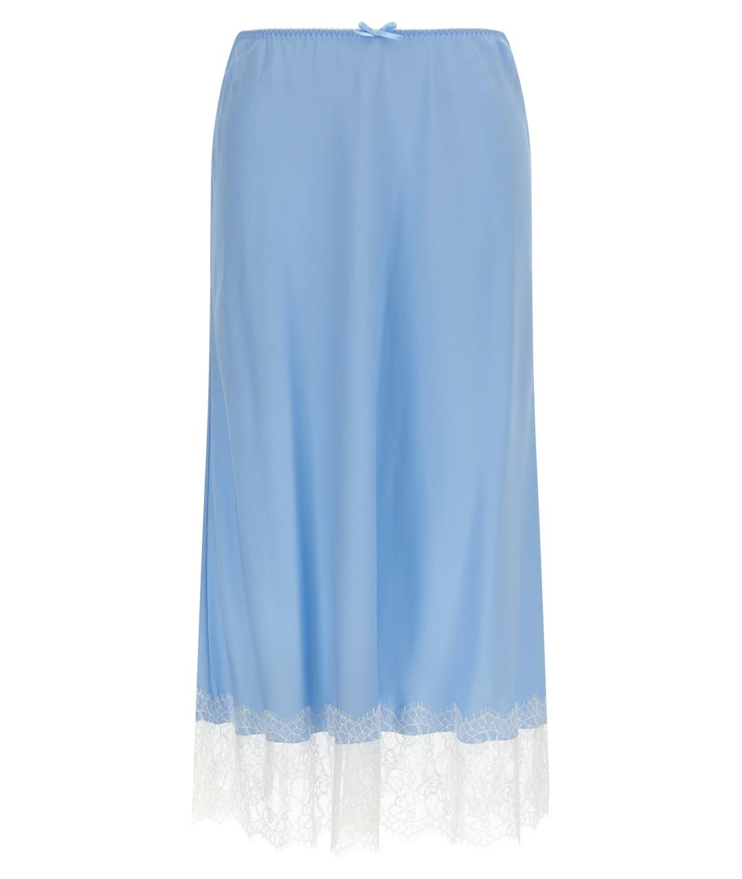 MOSCHINO Голубая шелковая юбка миди, фото 1