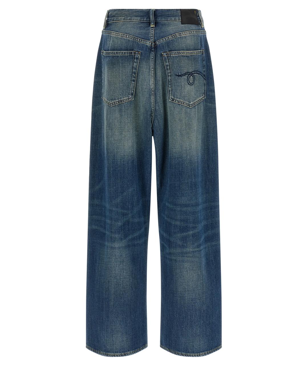 R13 Синие хлопковые прямые джинсы, фото 2