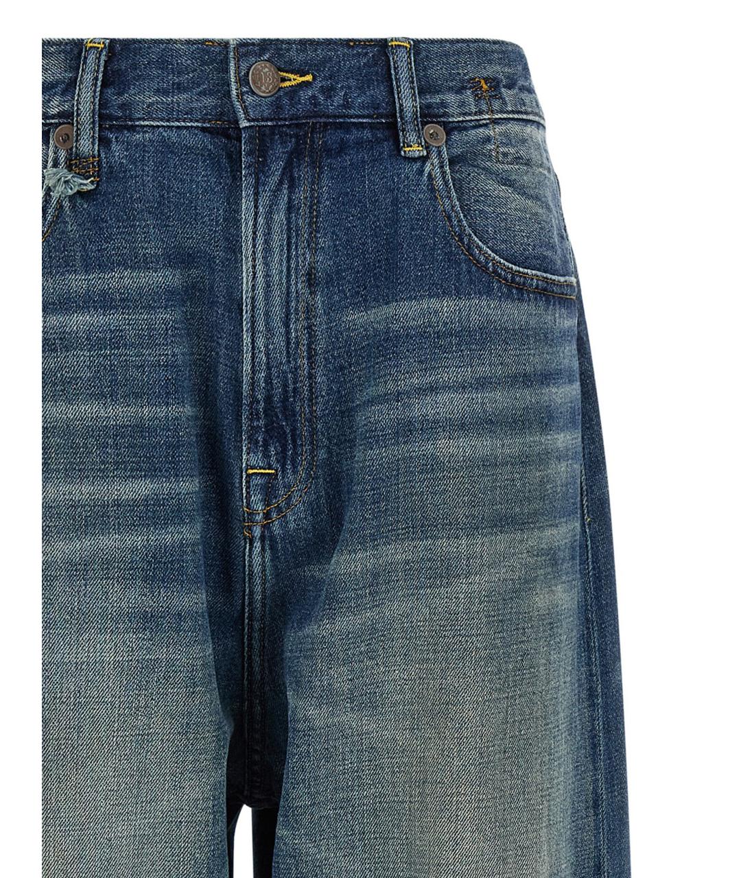 R13 Синие хлопковые прямые джинсы, фото 3