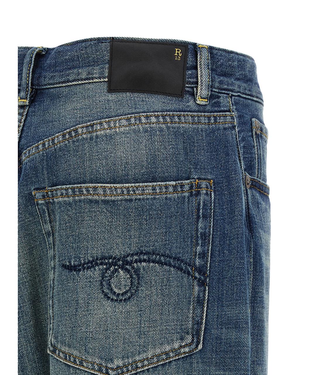 R13 Синие хлопковые прямые джинсы, фото 4