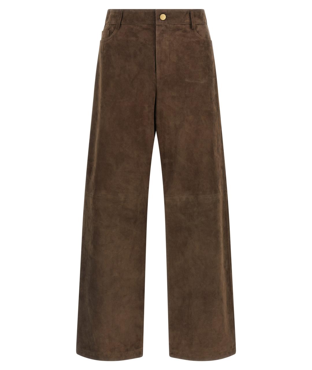 'S MAX MARA Коричневые замшевые прямые брюки, фото 1