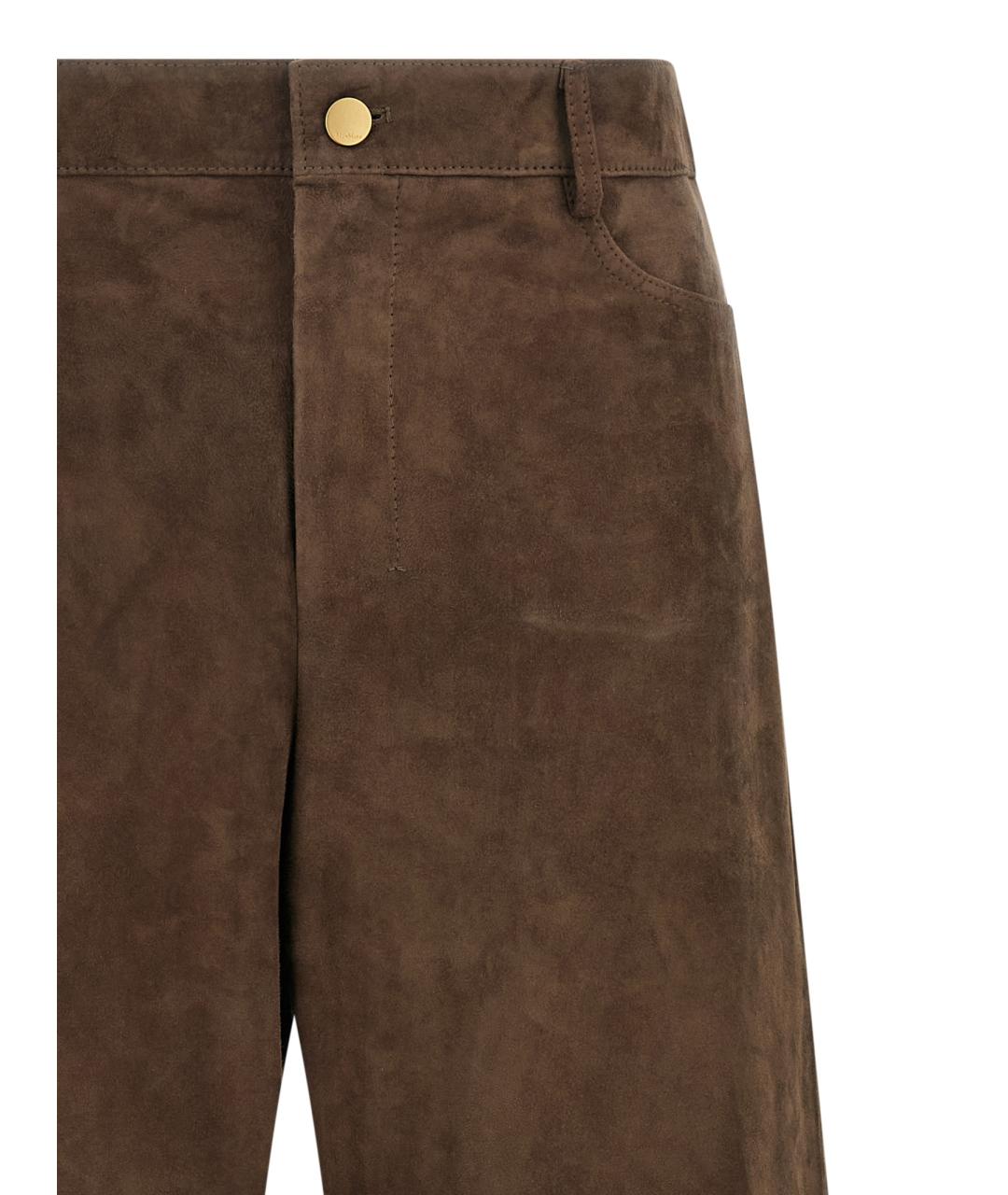 'S MAX MARA Коричневые замшевые прямые брюки, фото 3
