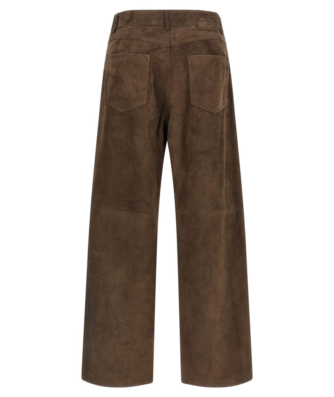 'S MAX MARA Коричневые замшевые прямые брюки, фото 2