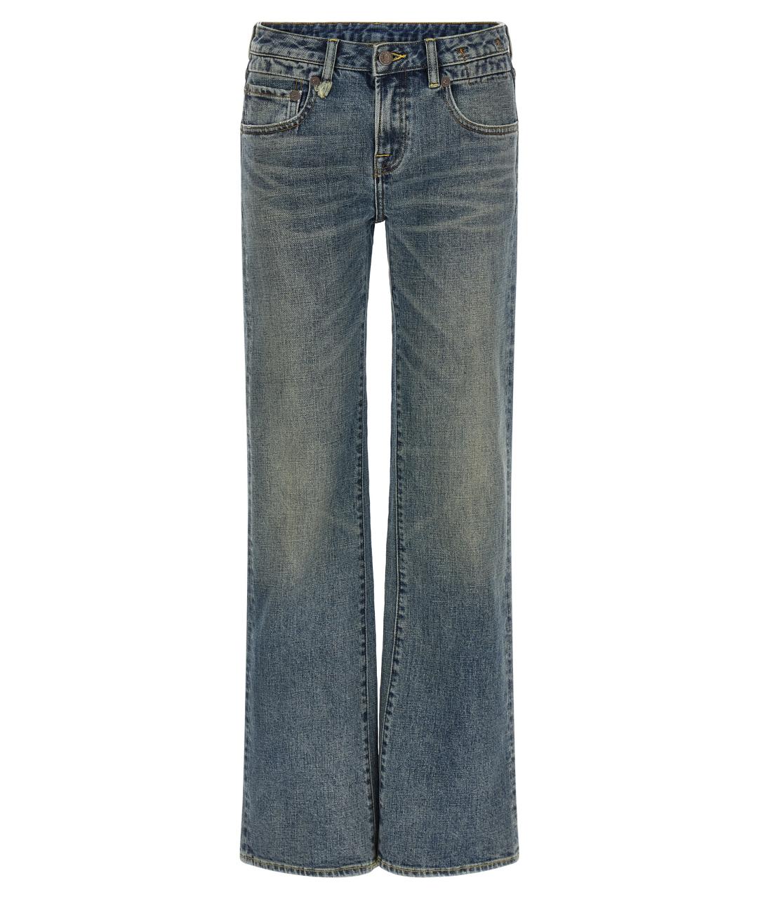 R13 Синие хлопковые прямые джинсы, фото 1