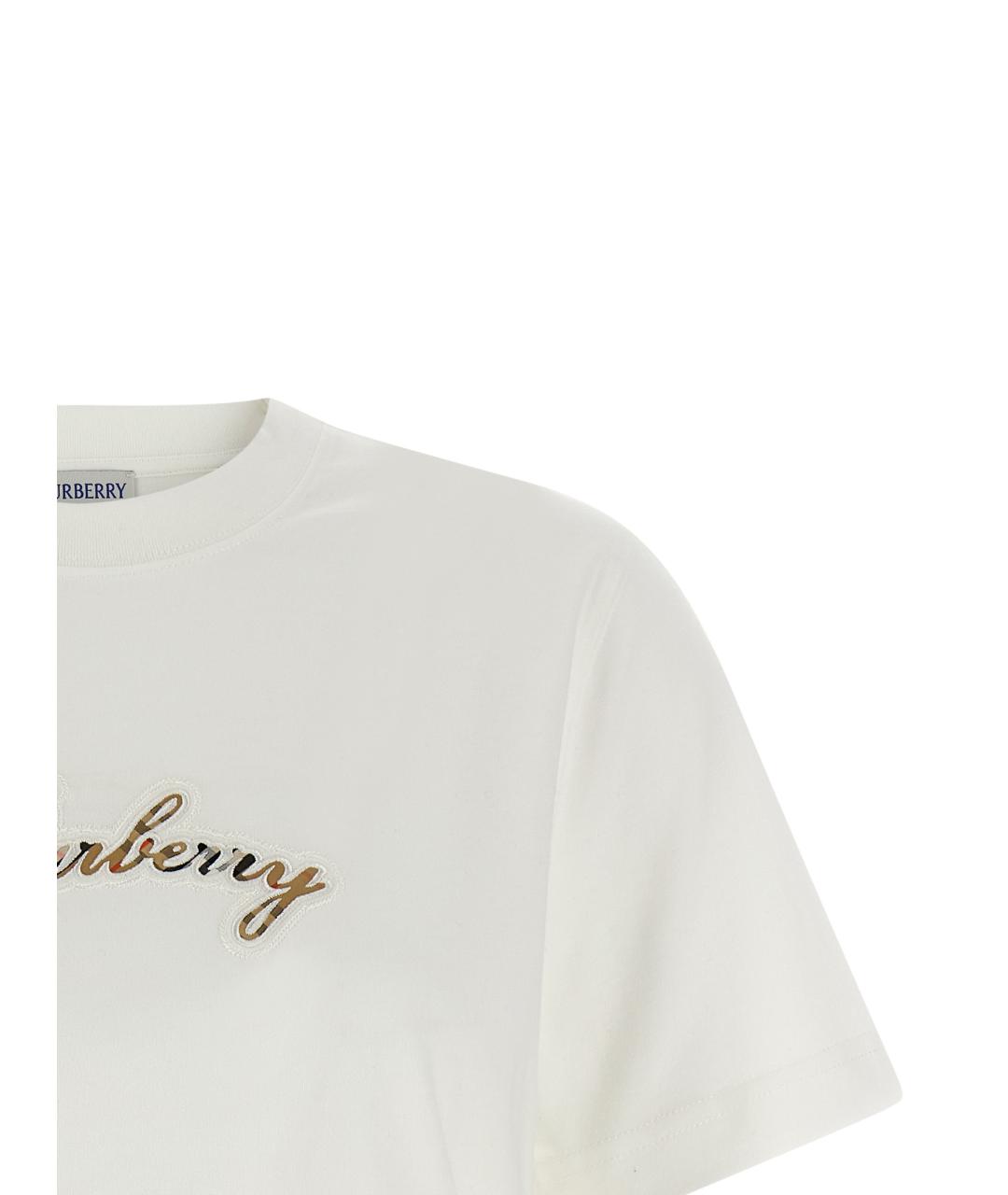 BURBERRY Белая хлопковая футболка, фото 3