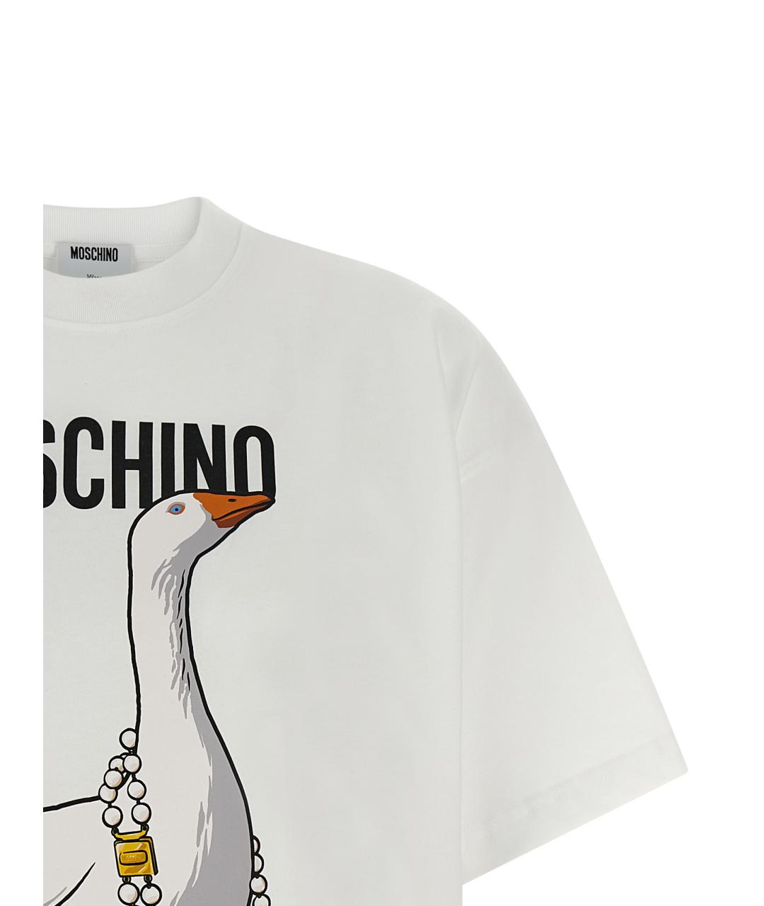 MOSCHINO Белая хлопковая футболка, фото 3