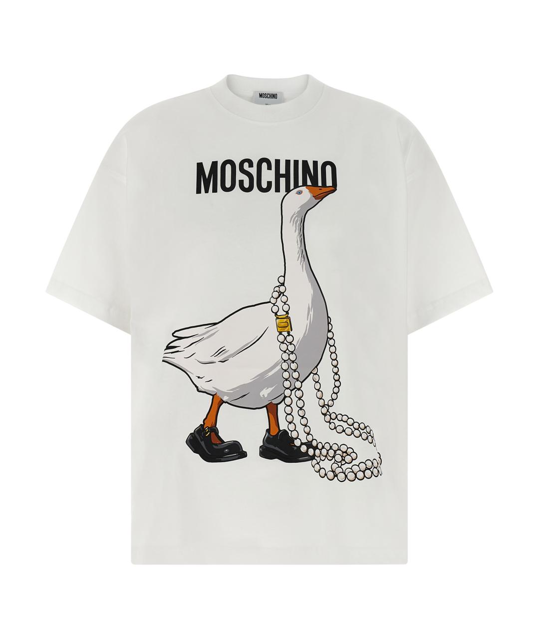 MOSCHINO Белая хлопковая футболка, фото 1