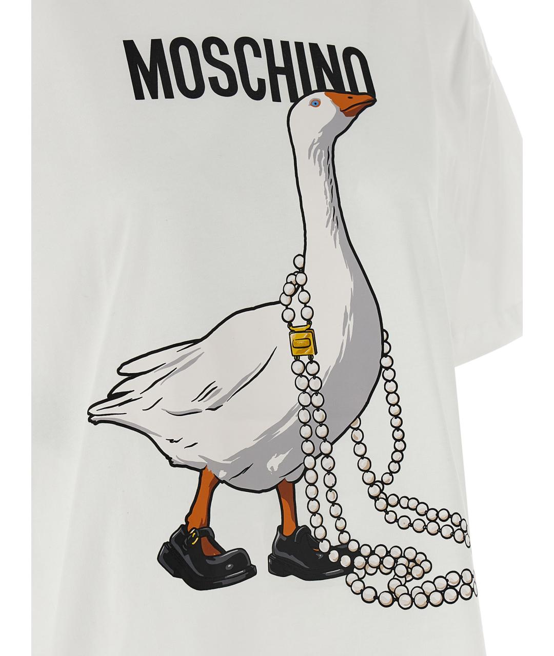 MOSCHINO Белая хлопковая футболка, фото 4