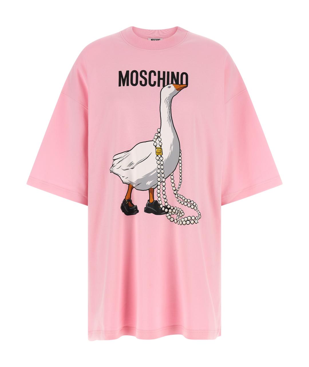 MOSCHINO Розовое хлопковое повседневное платье, фото 1