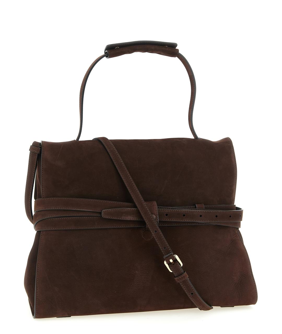 MOSCHINO Коричневая замшевая сумка с короткими ручками, фото 2