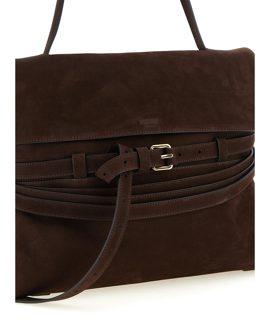 MOSCHINO Коричневая замшевая сумка с короткими ручками, фото 3