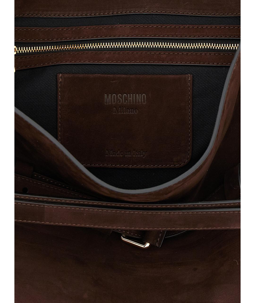 MOSCHINO Коричневая замшевая сумка с короткими ручками, фото 4