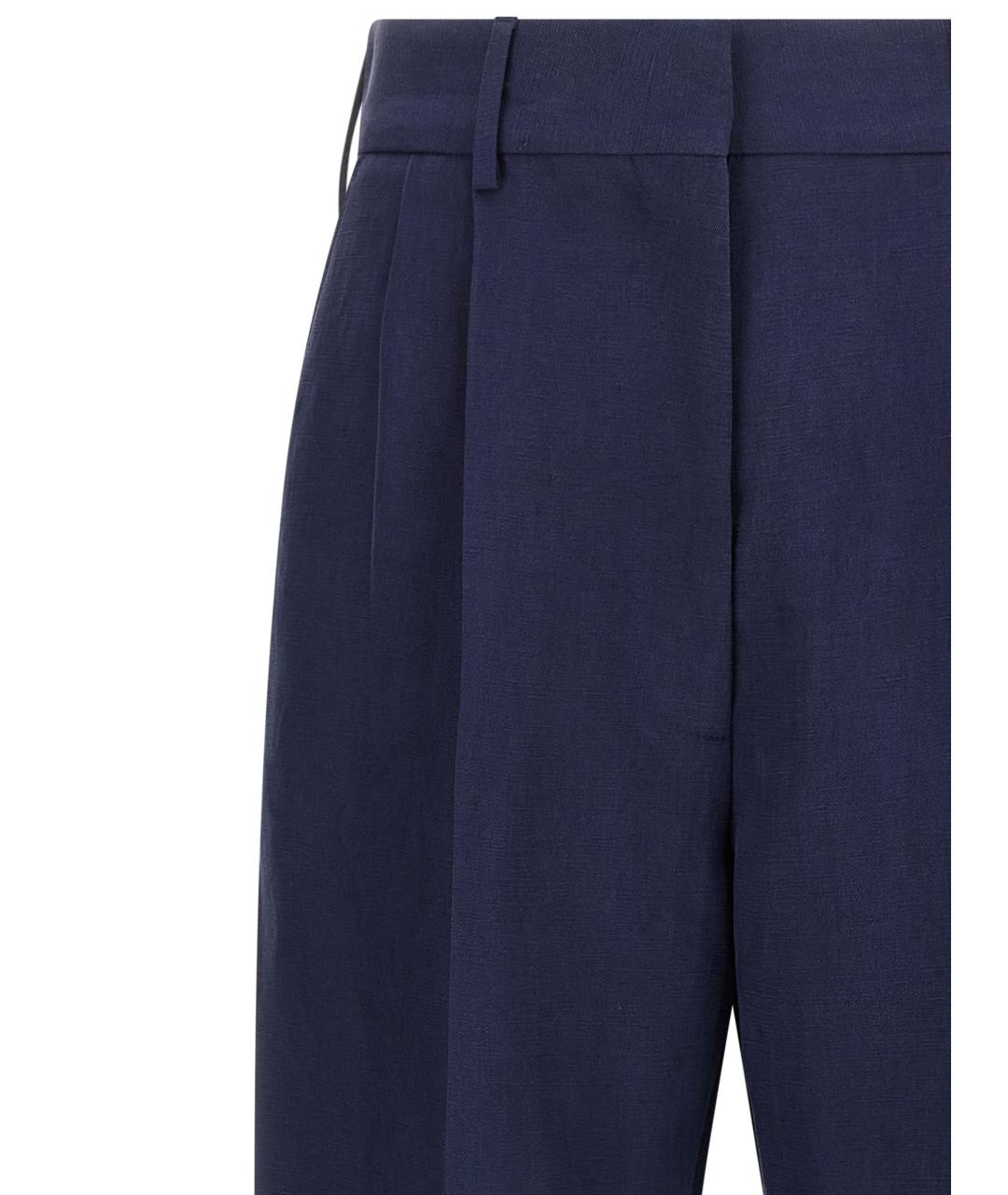 BLAZE MILANO Синие льняные прямые брюки, фото 3