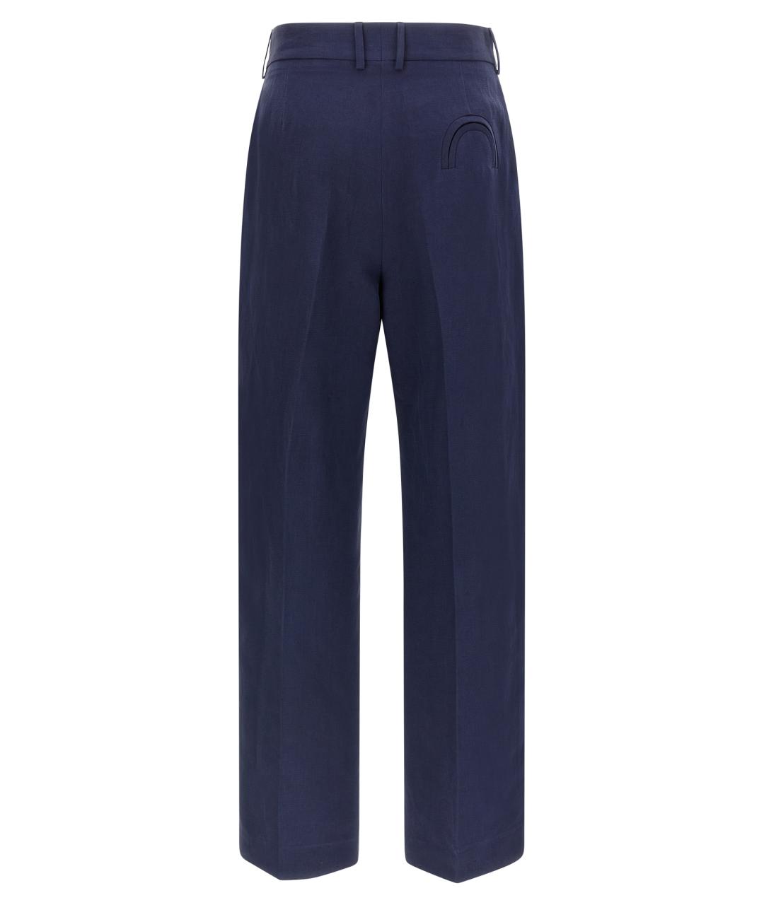 BLAZE MILANO Синие льняные прямые брюки, фото 2