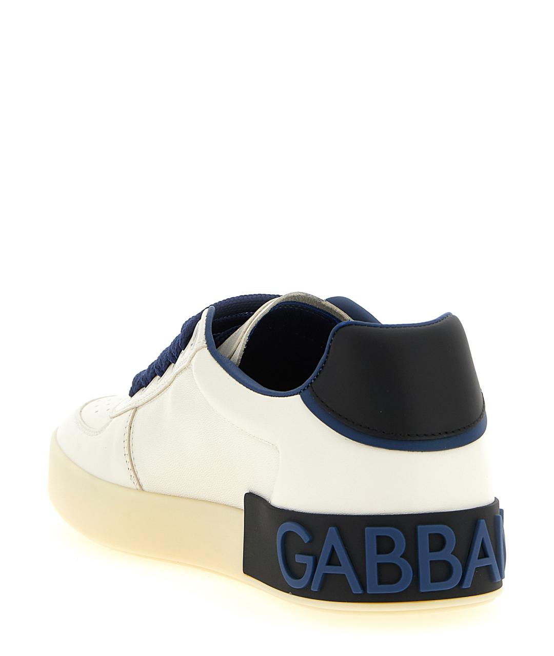 DOLCE&GABBANA Синие кожаные низкие кроссовки / кеды, фото 4