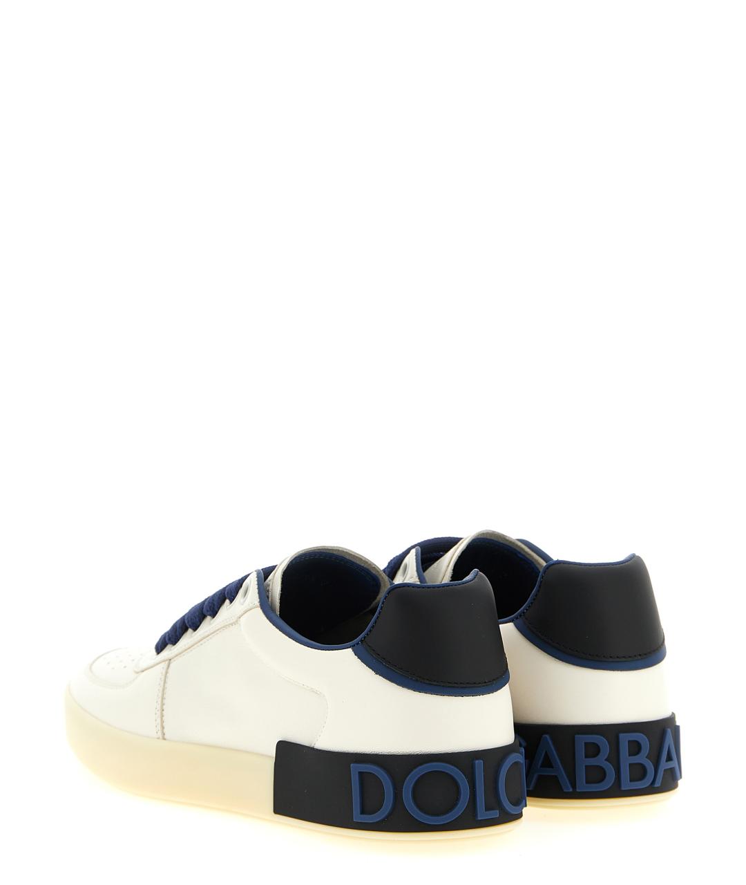 DOLCE&GABBANA Синие кожаные низкие кроссовки / кеды, фото 2