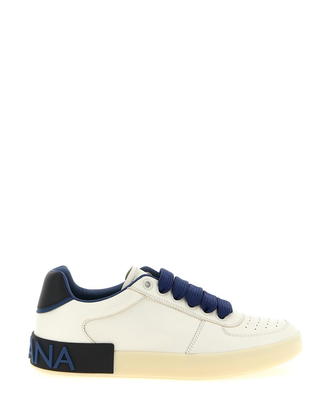 DOLCE&GABBANA Синие кожаные низкие кроссовки / кеды, фото 1