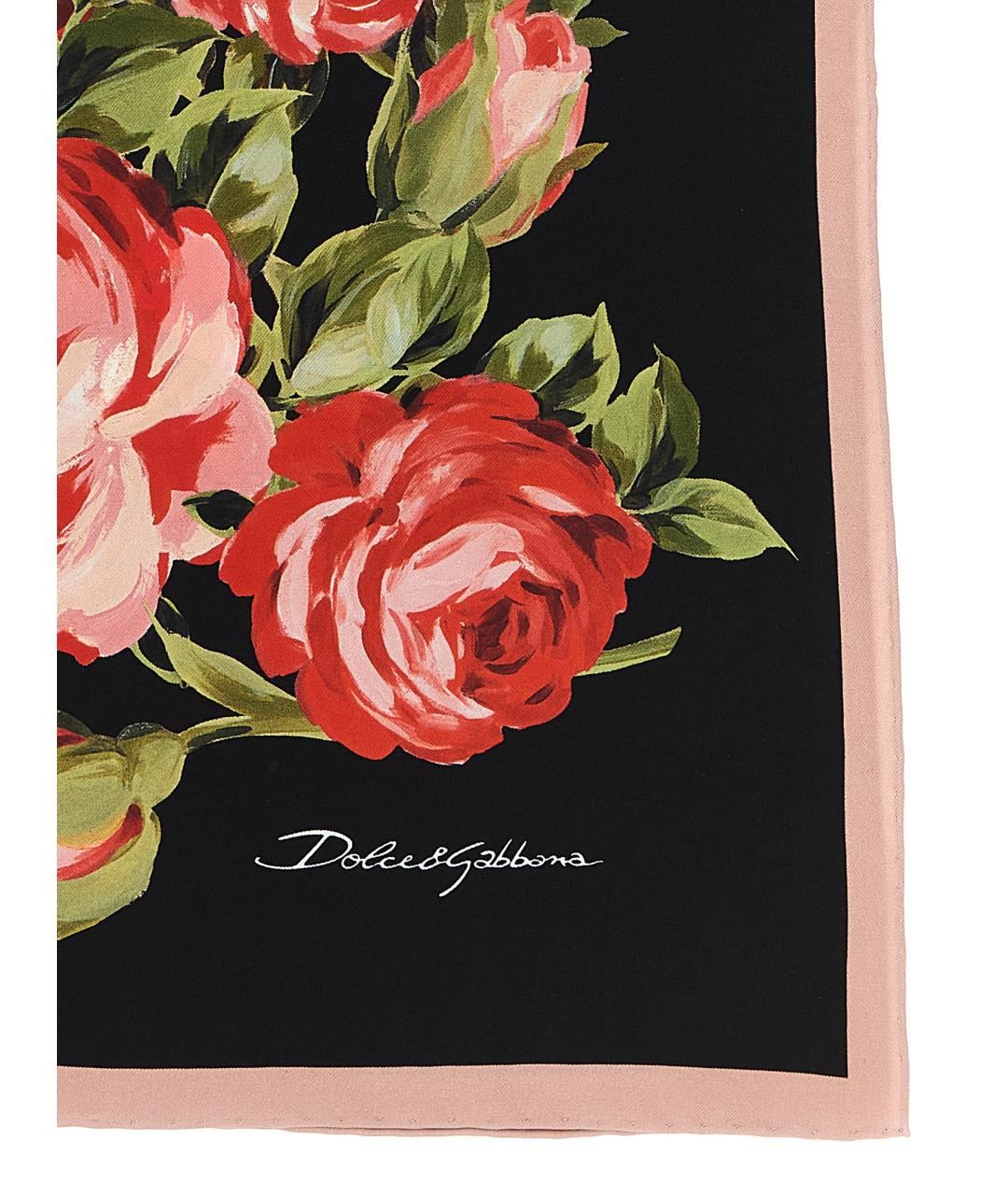 DOLCE&GABBANA Черный шелковый шарф, фото 2