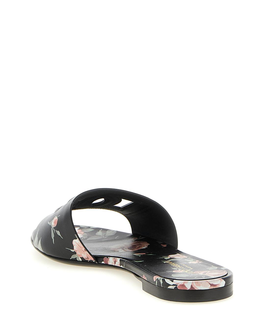 DOLCE&GABBANA Черные кожаные шлепанцы, фото 3