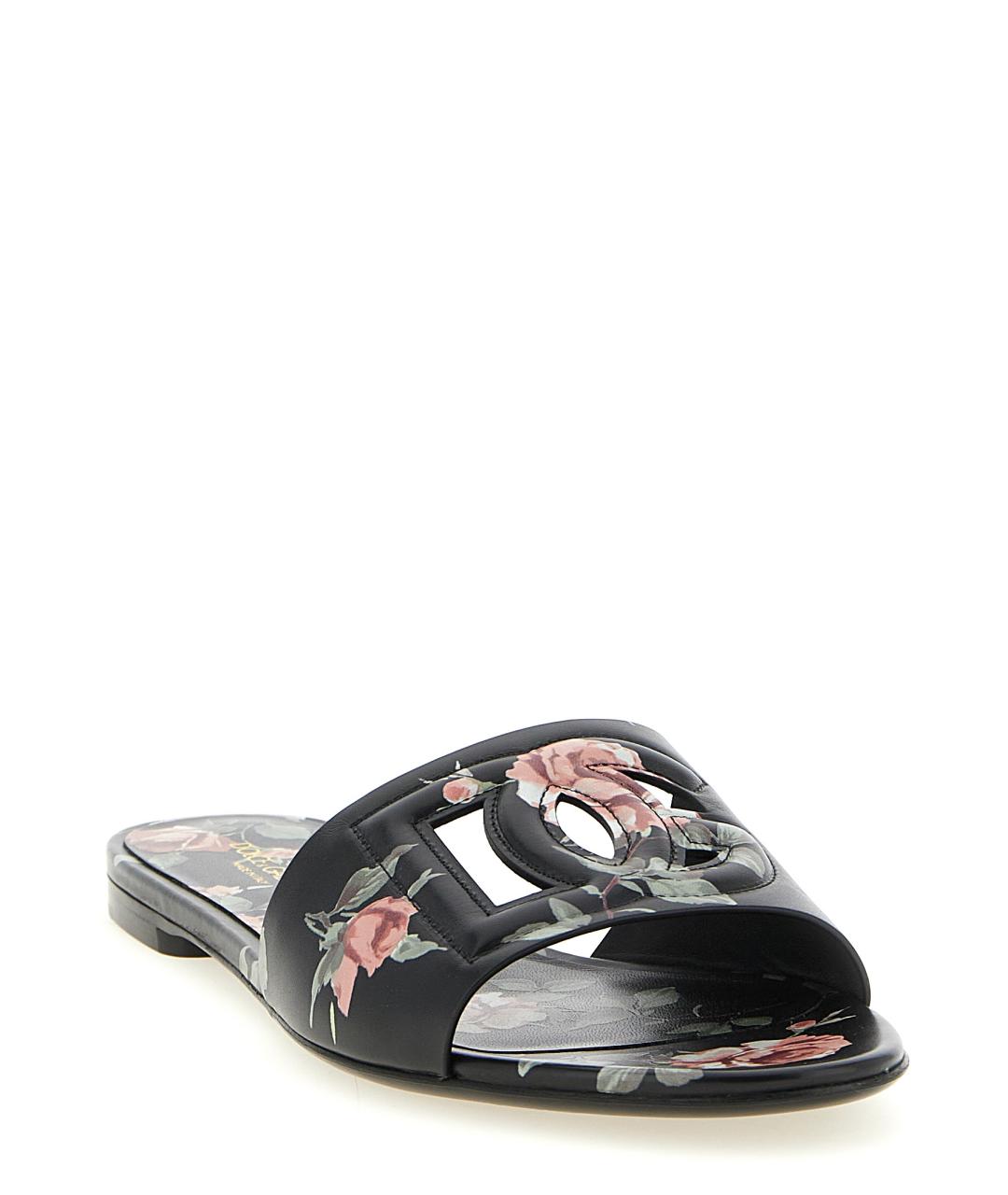 DOLCE&GABBANA Черные кожаные шлепанцы, фото 2