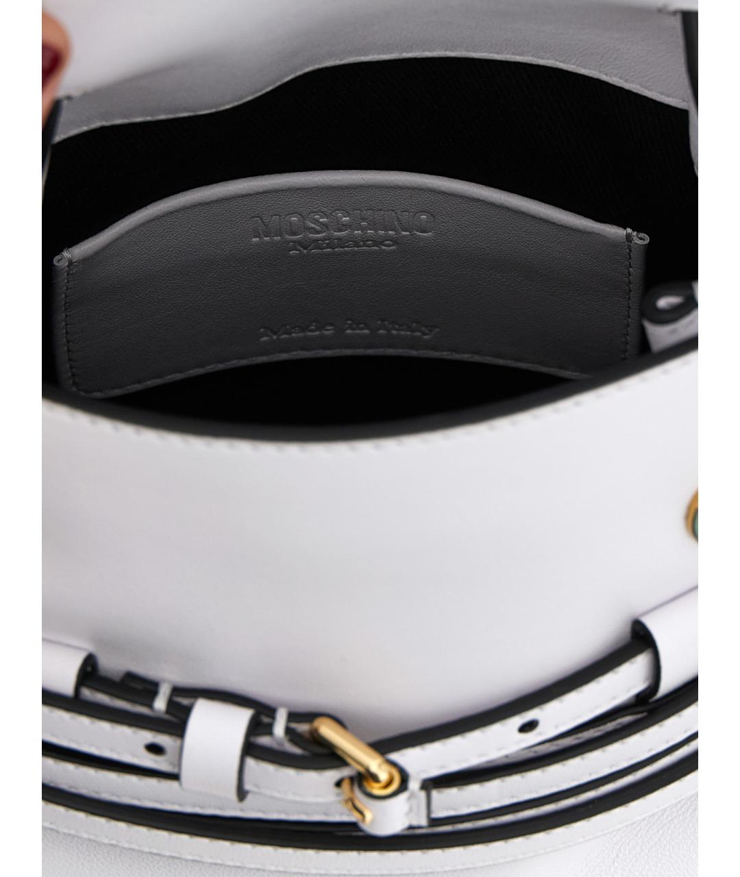 MOSCHINO Белая кожаная сумка с короткими ручками, фото 4