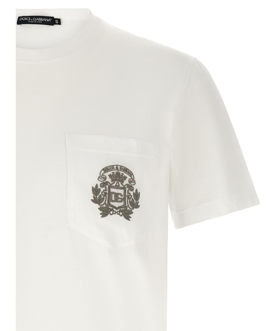 DOLCE&GABBANA Белая хлопковая футболка, фото 3