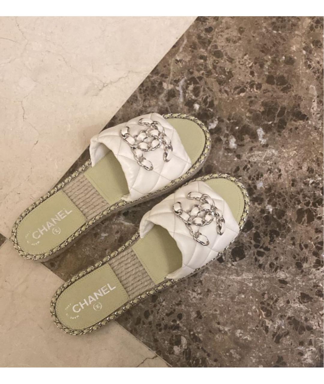 CHANEL Бежевые кожаные шлепанцы, фото 2