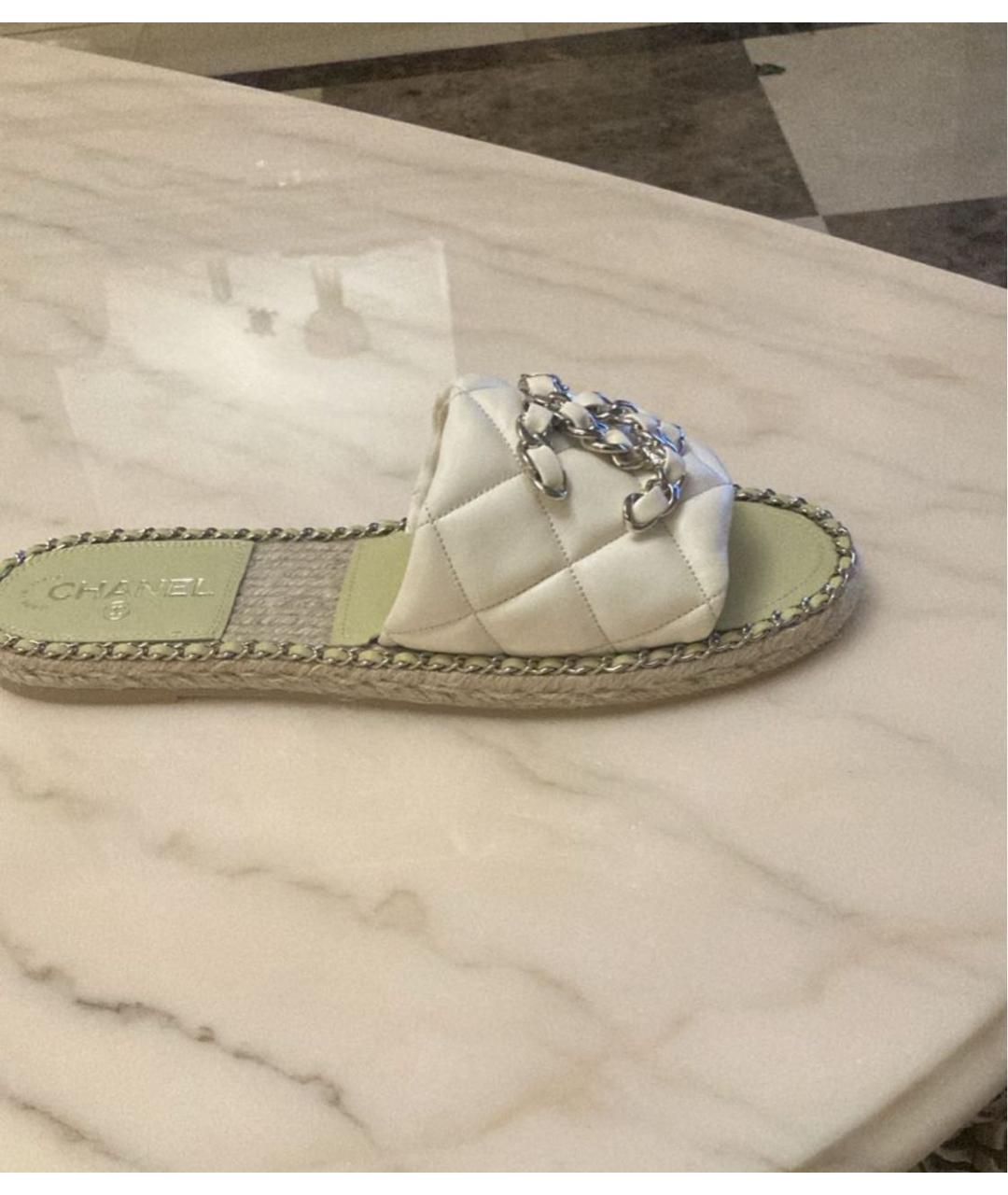 CHANEL Бежевые кожаные шлепанцы, фото 5