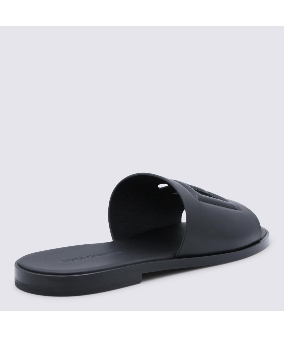 DOLCE&GABBANA Черные кожаные шлепанцы, фото 3